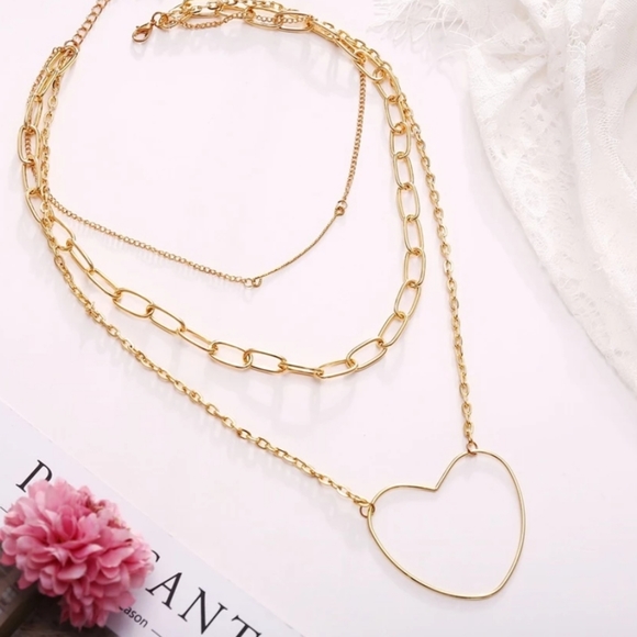 *Sharon* Heart Layered Necklace - Picture 3 of 6